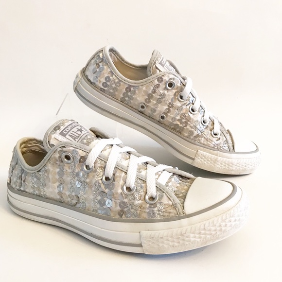 white sequin converse sneakers